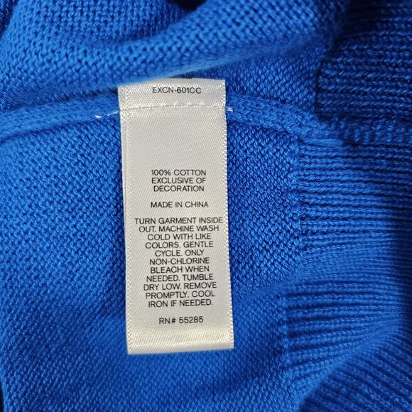 Express Sweater Men's Sz XL Blue V Neck Pullover Cotton Logo Embroidered Preppy - Picture 4 of 8